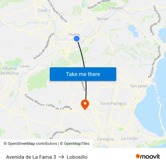 Avenida de La Fama 3 to Lobosillo map