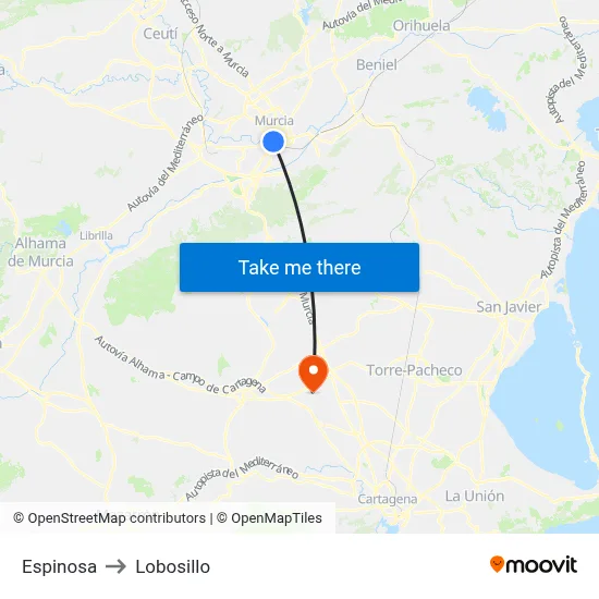 Espinosa to Lobosillo map