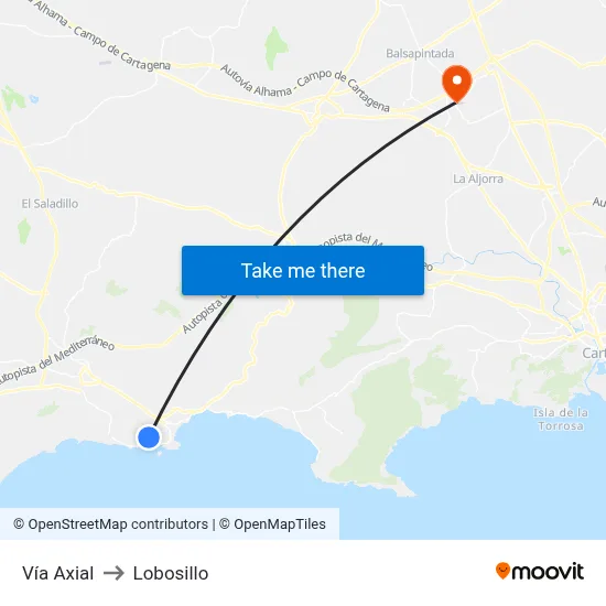 Vía Axial to Lobosillo map