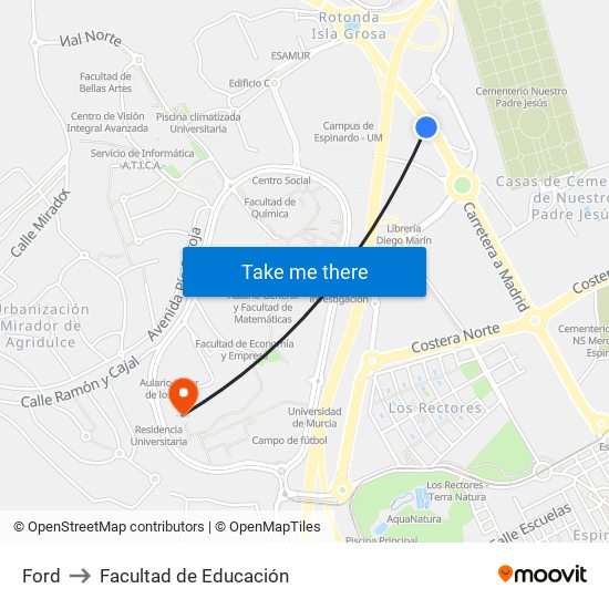 Ford to Facultad de Educación map
