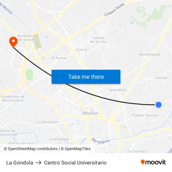 La Góndola to Centro Social Universitario map