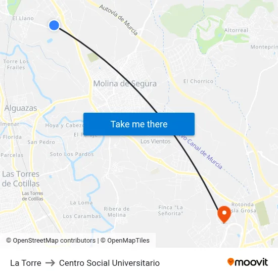 La Torre to Centro Social Universitario map