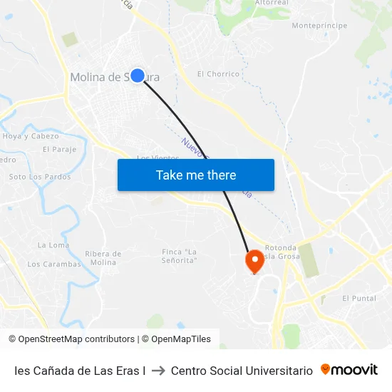 Ies Cañada de Las Eras I to Centro Social Universitario map
