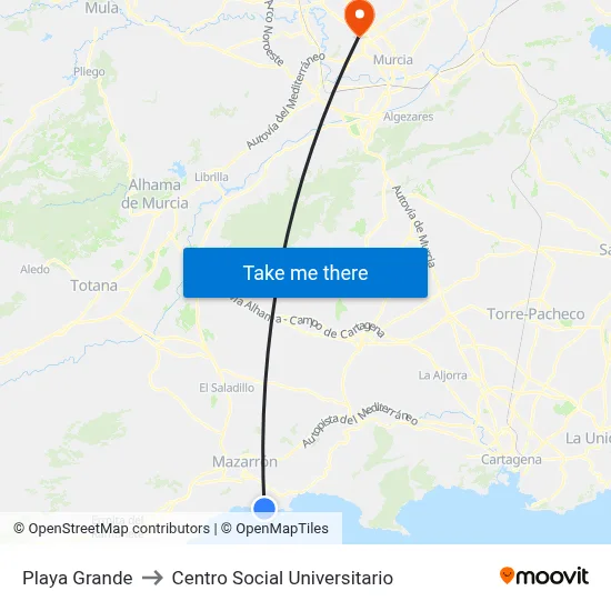 Playa Grande to Centro Social Universitario map