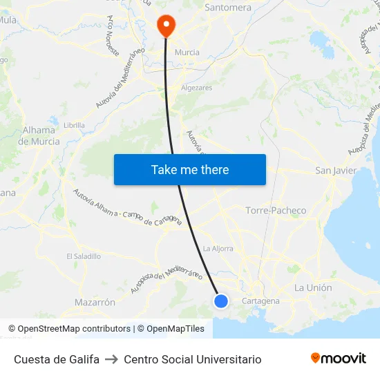 Cuesta de Galifa to Centro Social Universitario map