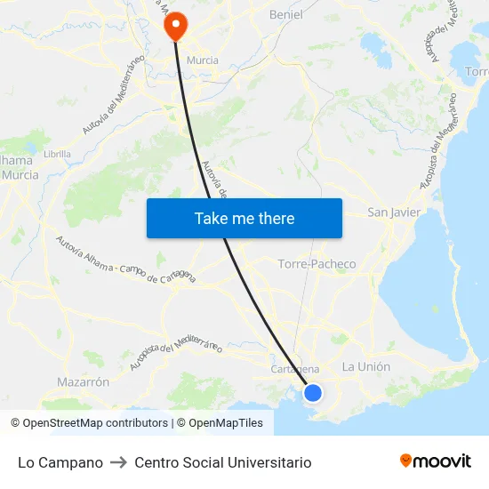 Lo Campano to Centro Social Universitario map