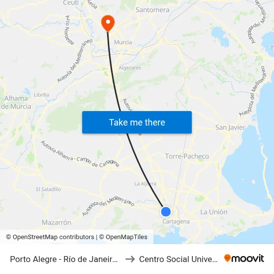 Porto Alegre - Río de Janeiro (Ucam) to Centro Social Universitario map