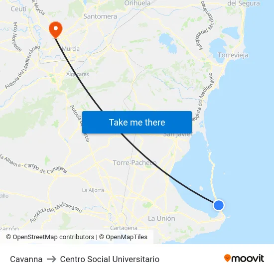 Cavanna to Centro Social Universitario map
