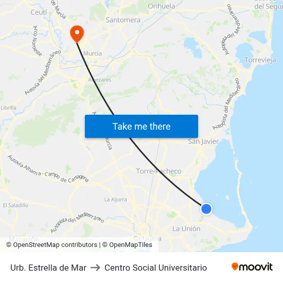 Urb. Estrella de Mar to Centro Social Universitario map