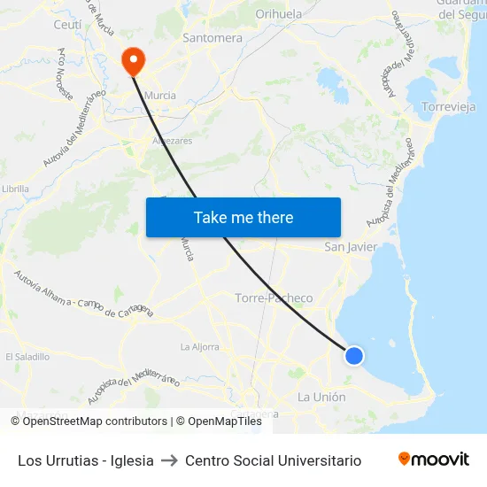 Los Urrutias - Iglesia to Centro Social Universitario map
