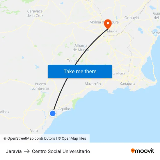 Jaravía to Centro Social Universitario map