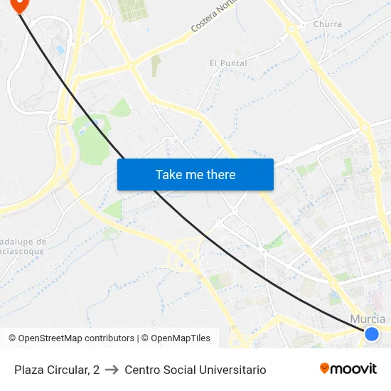 Plaza Circular, 2 to Centro Social Universitario map