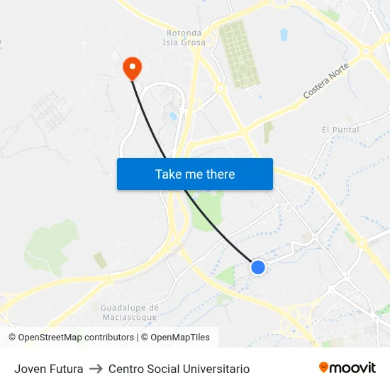 Joven Futura to Centro Social Universitario map