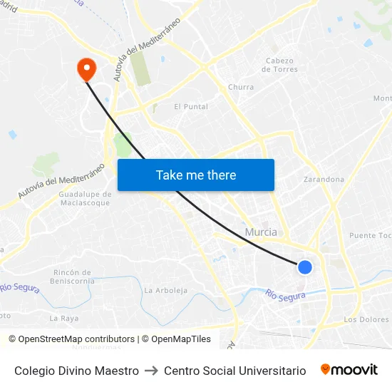 Colegio Divino Maestro to Centro Social Universitario map
