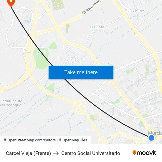 Cárcel Vieja (Frente) to Centro Social Universitario map
