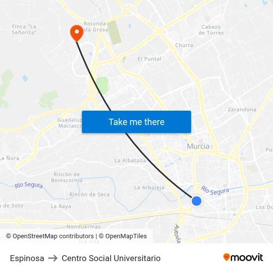 Espinosa to Centro Social Universitario map