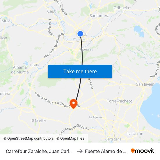 Carrefour Zaraiche, Juan Carlos I (Par) to Fuente Álamo de Murcia map