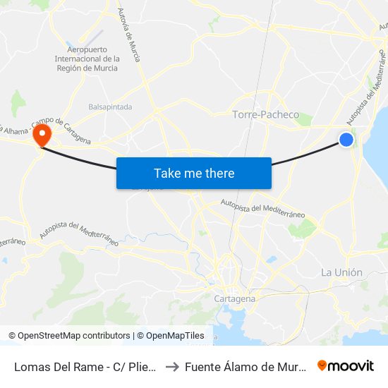 Lomas Del Rame - C/ Pliego to Fuente Álamo de Murcia map