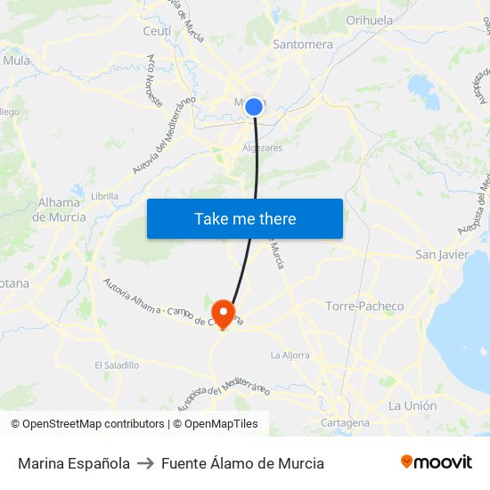 Marina Española to Fuente Álamo de Murcia map
