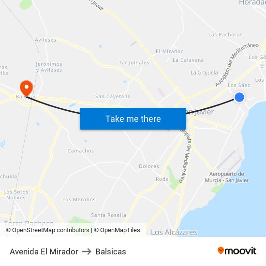 Avenida El Mirador to Balsicas map