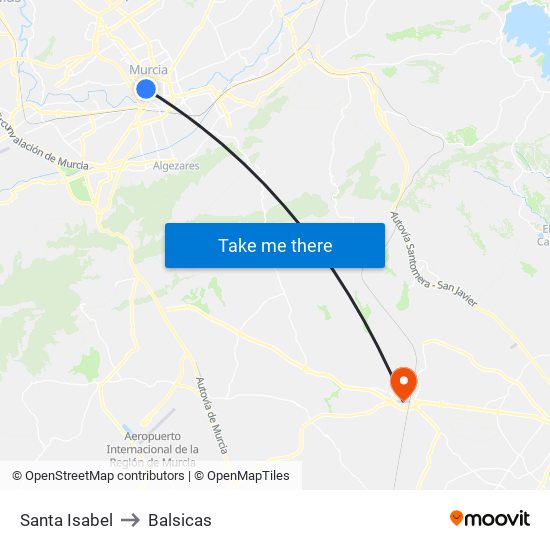 Santa Isabel to Balsicas map