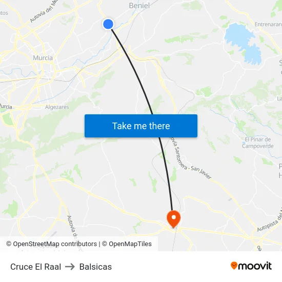 Cruce El Raal to Balsicas map