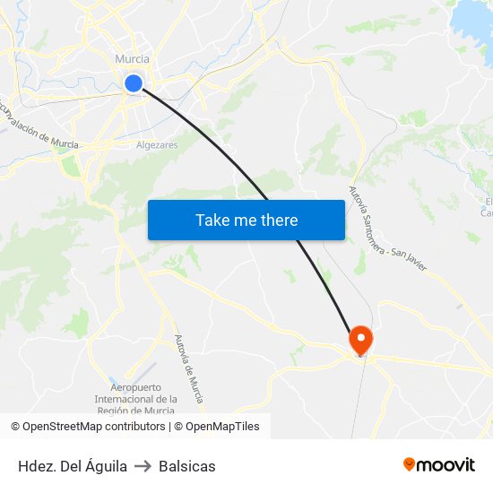 Hdez. Del Águila to Balsicas map