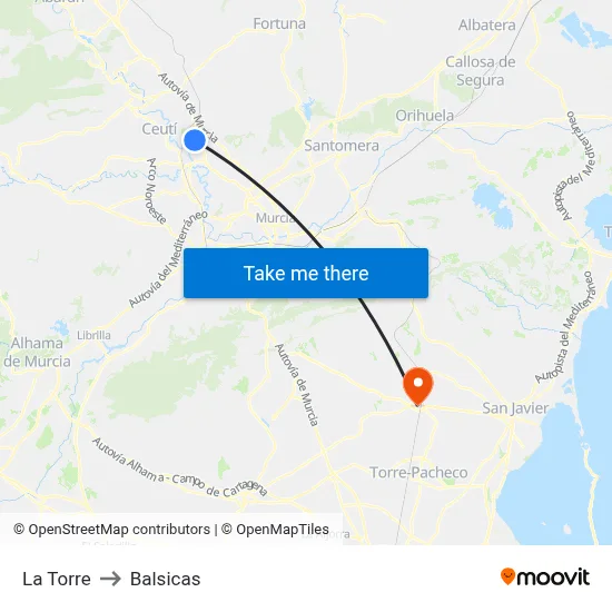 La Torre to Balsicas map