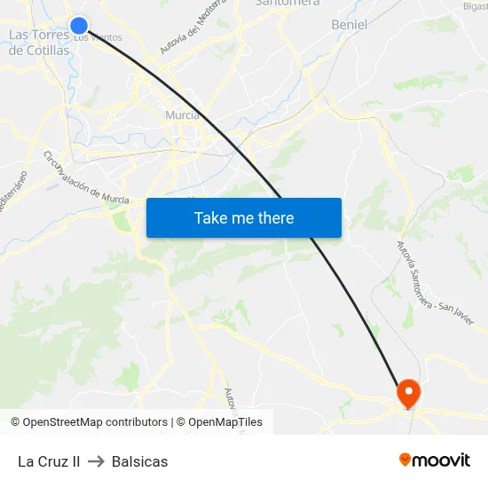 La Cruz II to Balsicas map