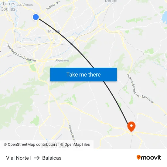 Vial Norte I to Balsicas map
