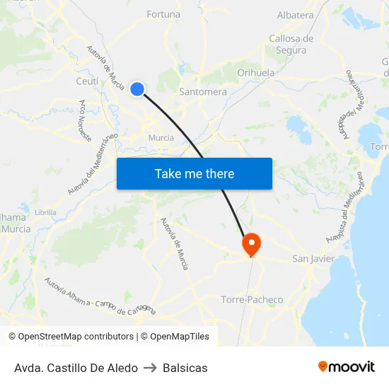 Avda. Castillo De Aledo to Balsicas map