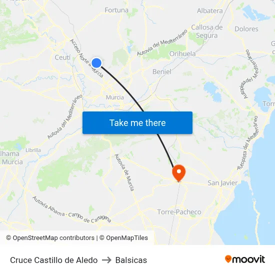 Cruce Castillo de Aledo to Balsicas map