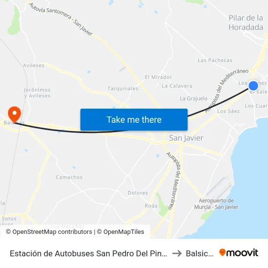 Estación de Autobuses San Pedro Del Pinatar to Balsicas map