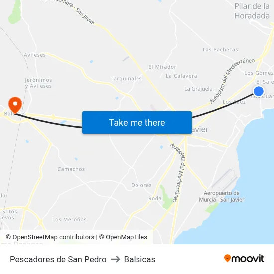 Pescadores de San Pedro to Balsicas map