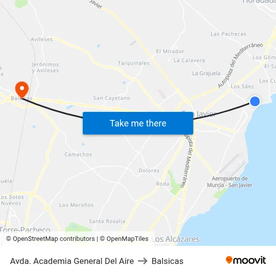 Avda. Academia General Del Aire to Balsicas map