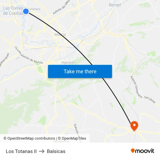 Los Totanas II to Balsicas map