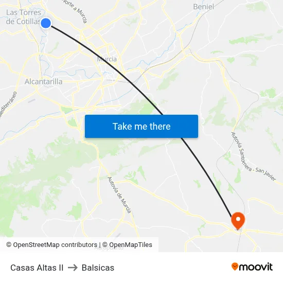 Casas Altas II to Balsicas map