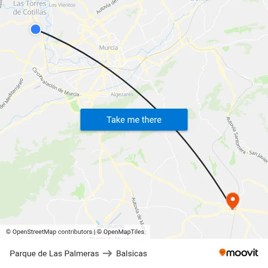 Parque de Las Palmeras to Balsicas map