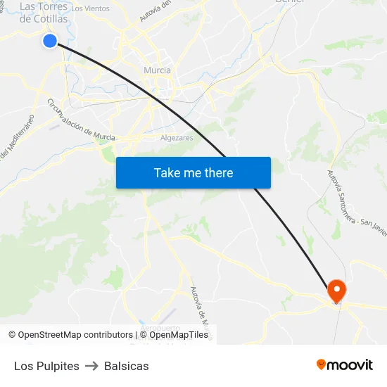 Los Pulpites to Balsicas map