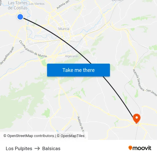 Los Pulpites to Balsicas map