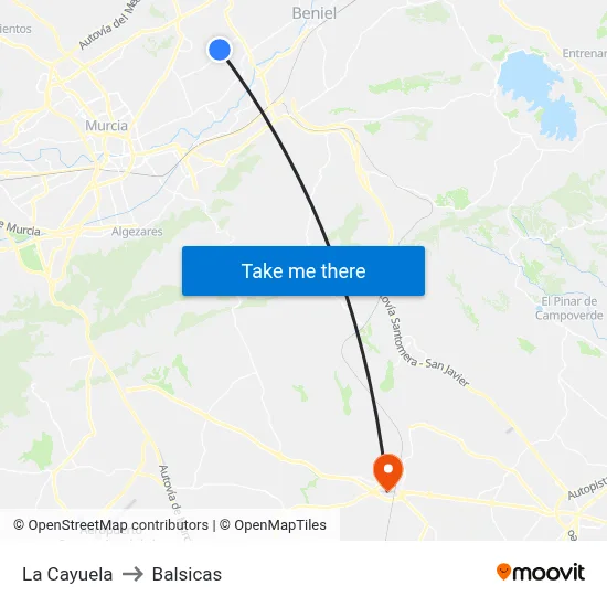 La Cayuela to Balsicas map