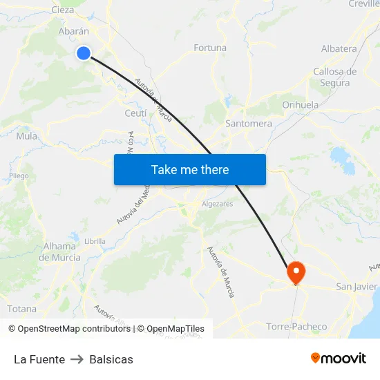 La Fuente to Balsicas map