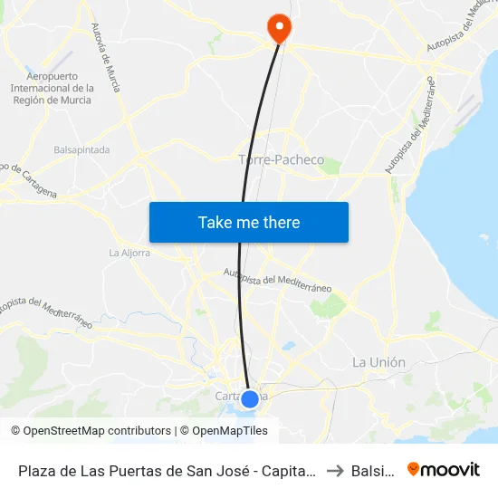 Plaza de Las Puertas de San José - Capitanes Ripoll to Balsicas map