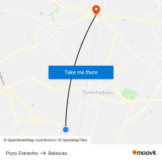 Pozo Estrecho to Balsicas map