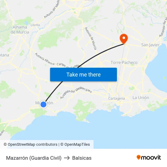 Mazarrón (Guardia Civil) to Balsicas map