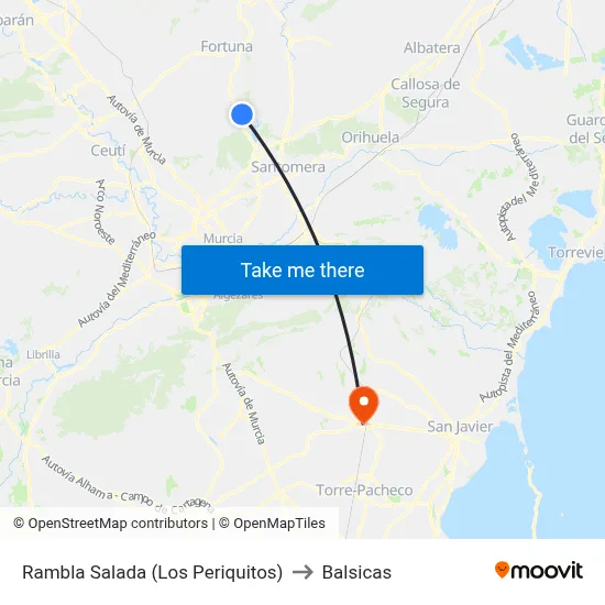 Rambla Salada (Los Periquitos) to Balsicas map