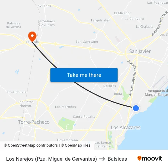 Los Narejos (Pza. Miguel de Cervantes) to Balsicas map