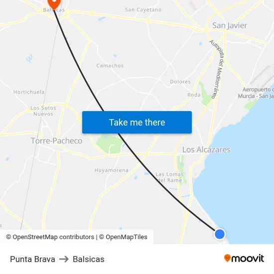 Punta Brava to Balsicas map