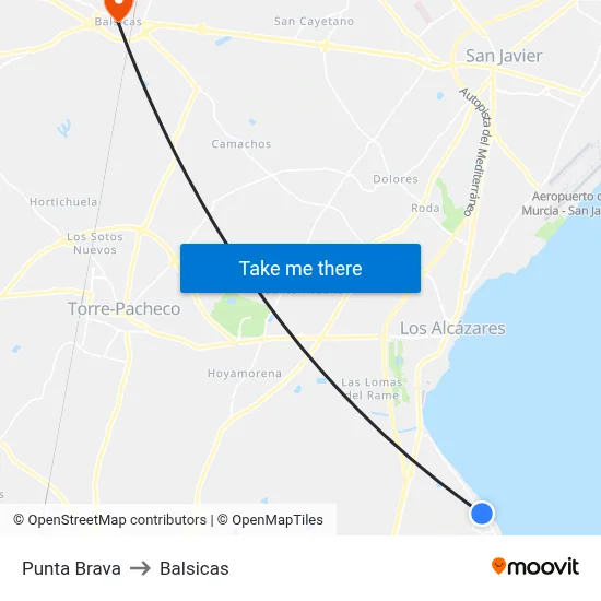 Punta Brava to Balsicas map