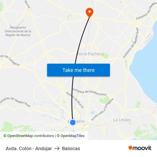 Avda. Colón - Andújar to Balsicas map